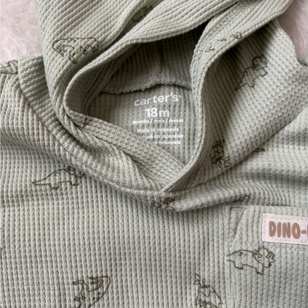 Carter's Dino Print Hooded Thermal Baby Outfit - Picture 3 of 4